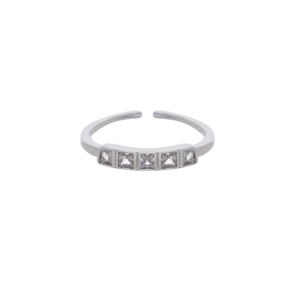 Silver Crystal Detail Design Ring