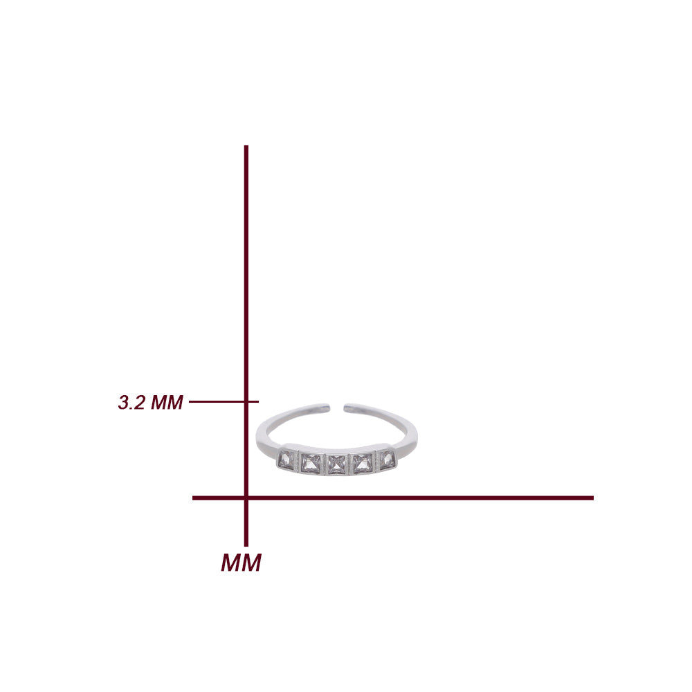 Silver Crystal Detail Design Ring