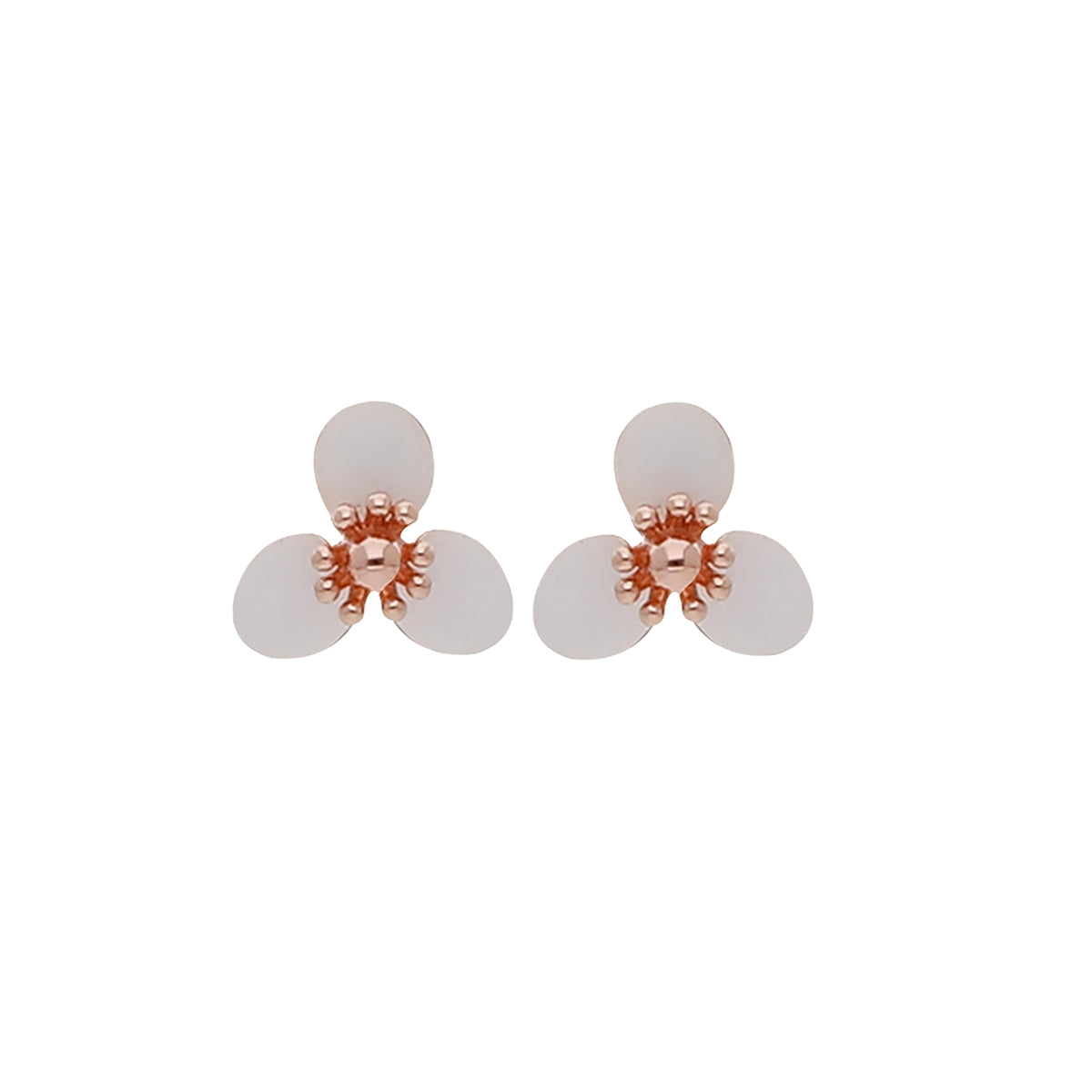 Three Stone Flower Stud Earring