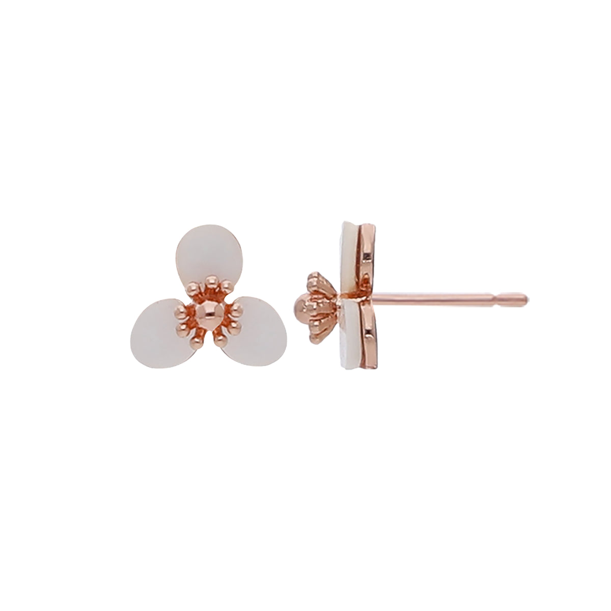 Three Stone Flower Stud Earring