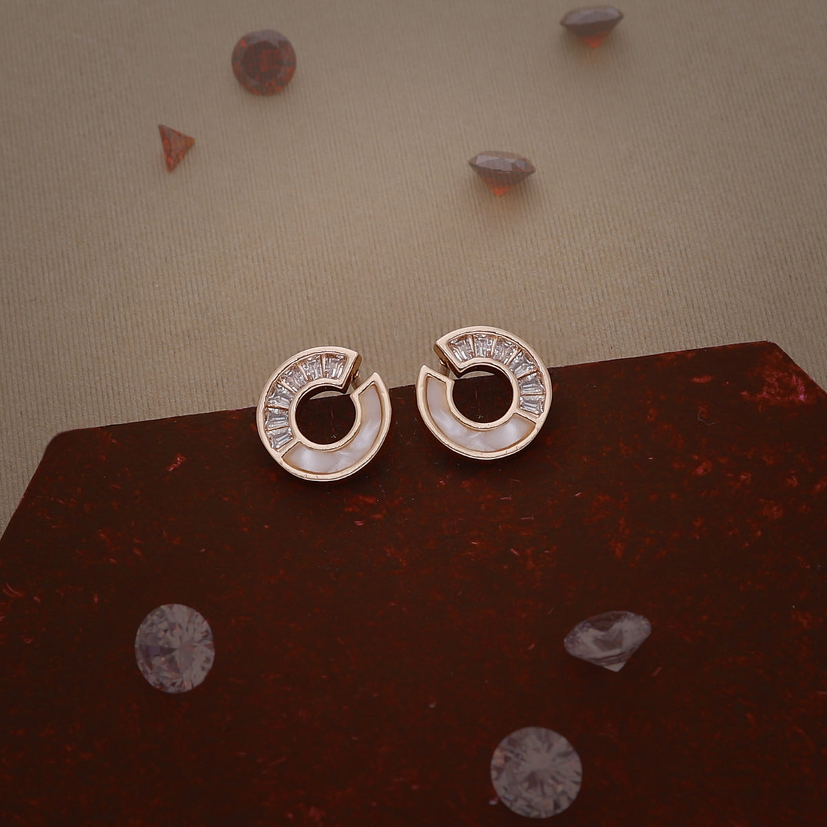 Rose Gold Crystal Hoop Earring
