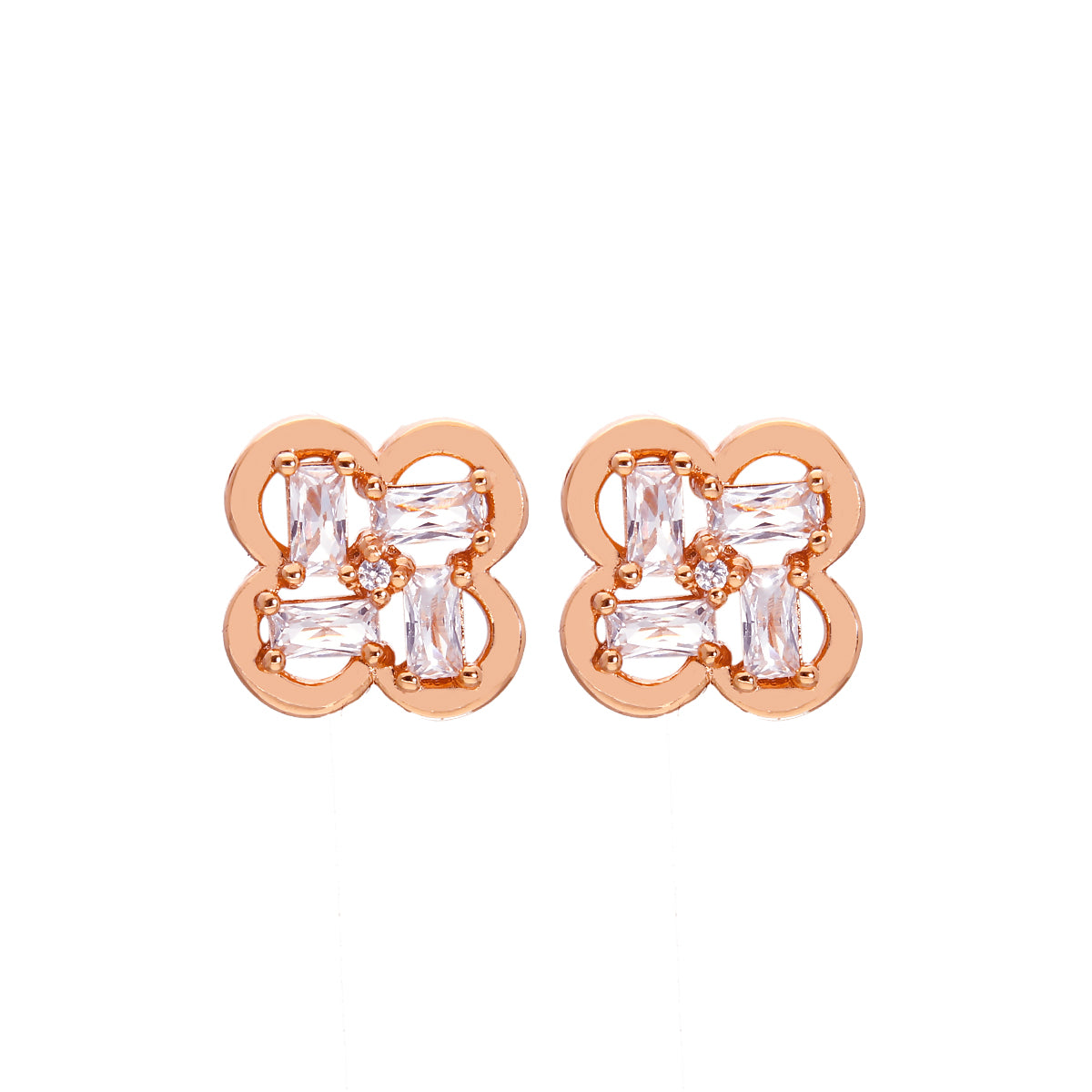 Rose Gold Plated Classic Floral Stud Earrings