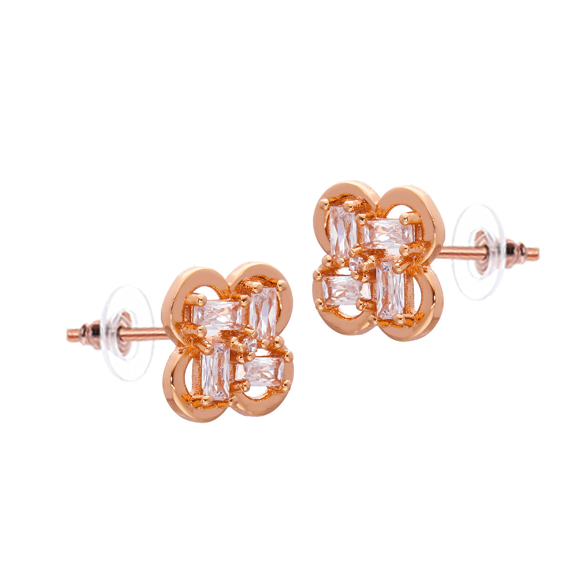 Rose Gold Plated Classic Floral Stud Earrings