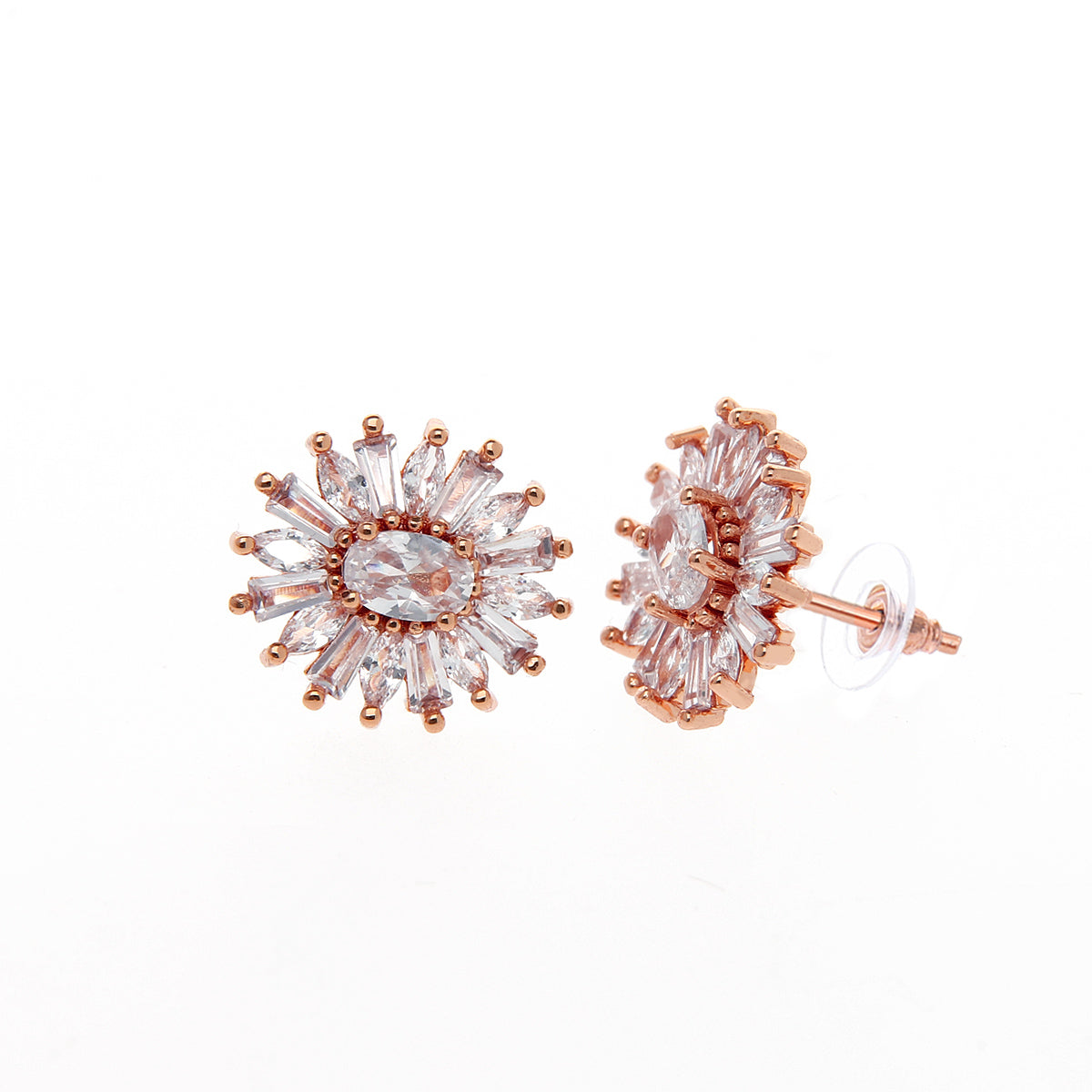 Rose Gold Plated Pretty Stud Earrings
