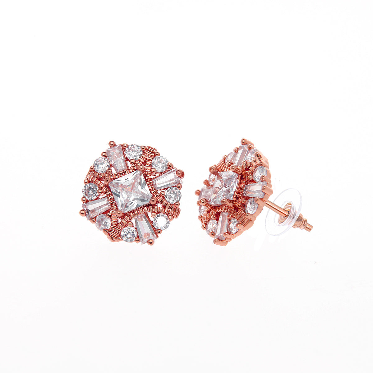 Rose Gold Plated Floral Stud Earrings