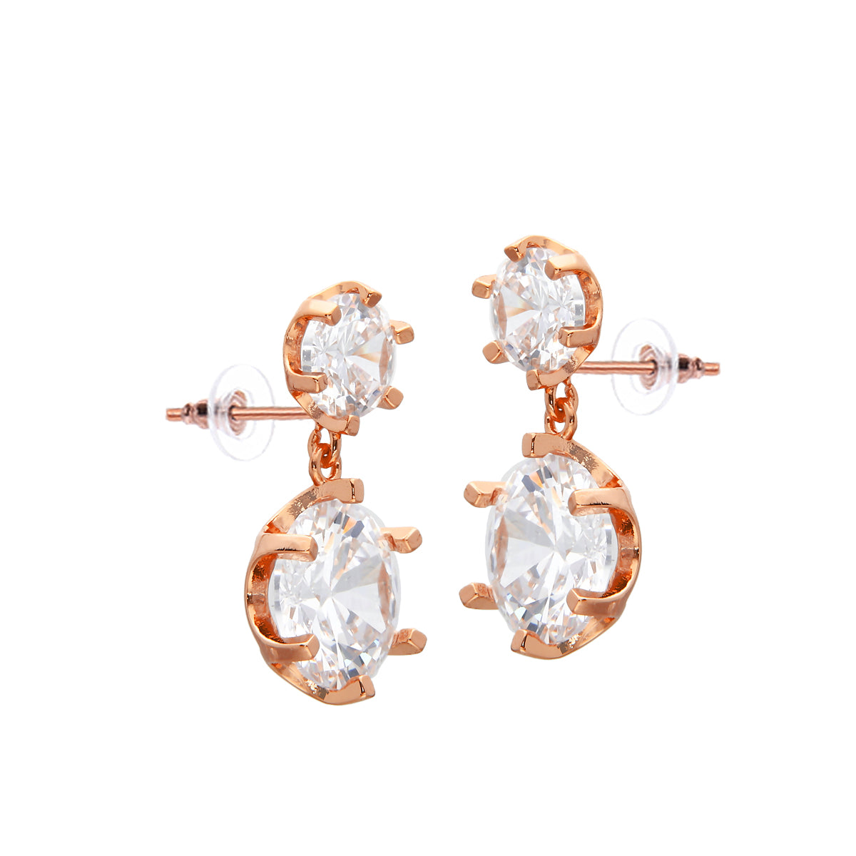 Rose Gold Plated Sparkling Stud Earrings