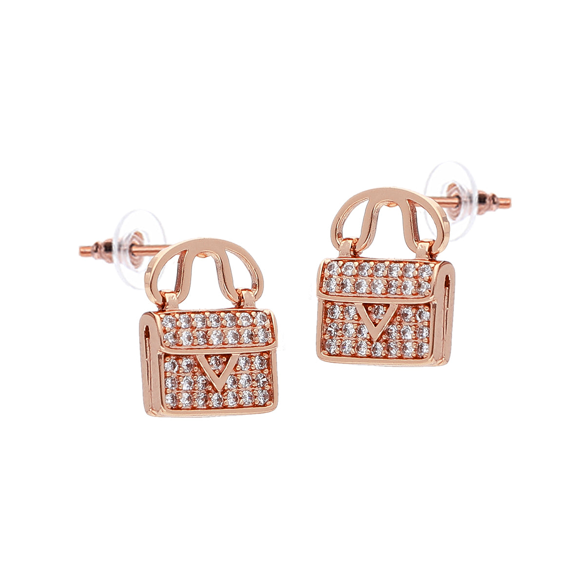 Rose Gold Plated Classic Sparkling Stud Earrings