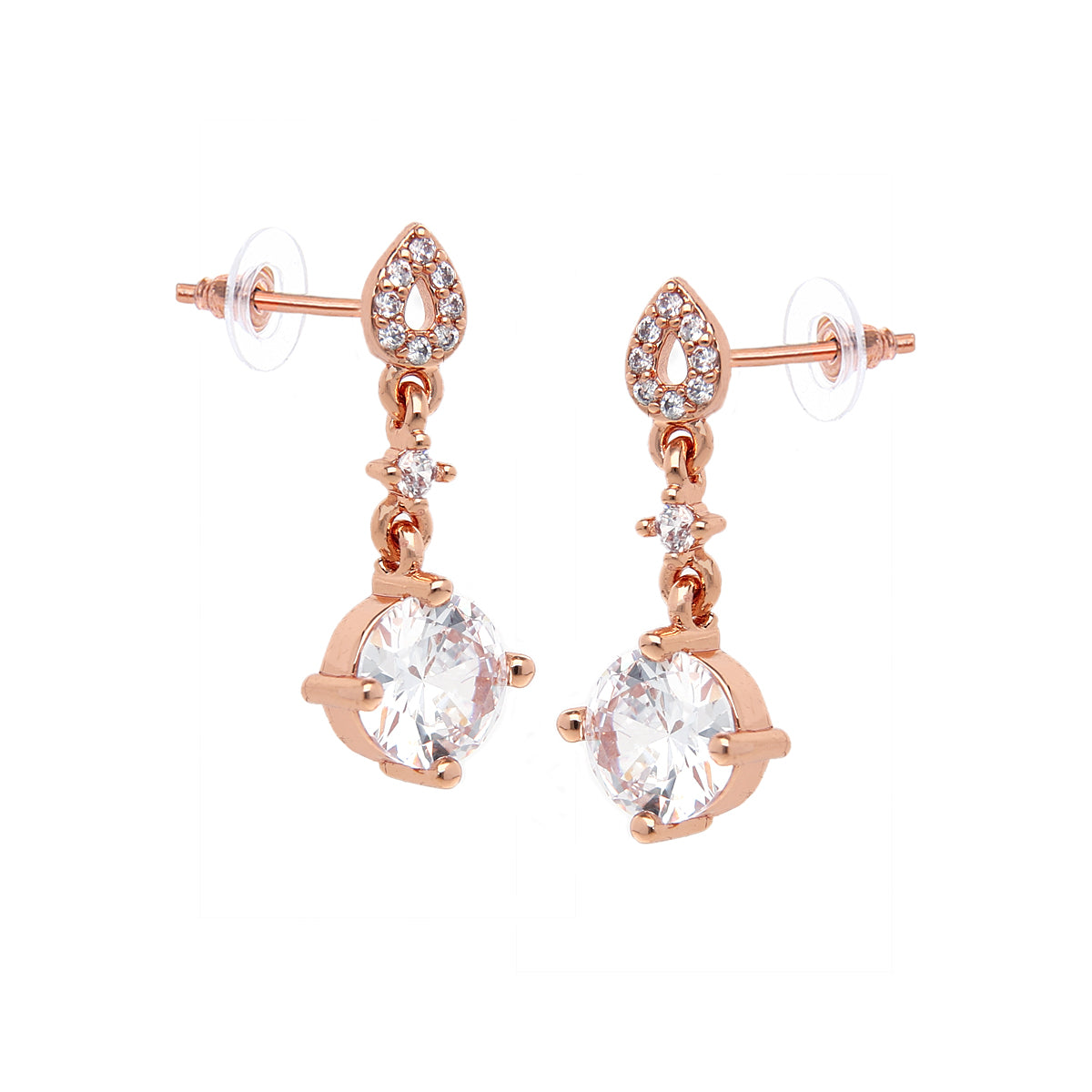 Rose Gold Plated Crystal Drop Earrings