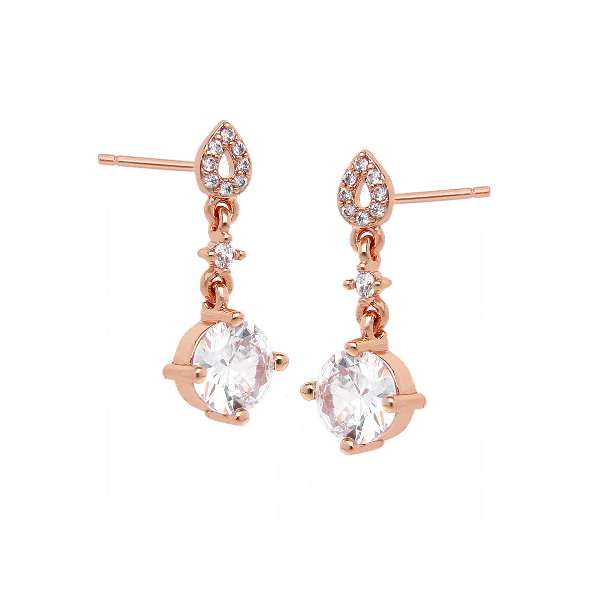 Rose Gold Plated Crystal Drop Earrings