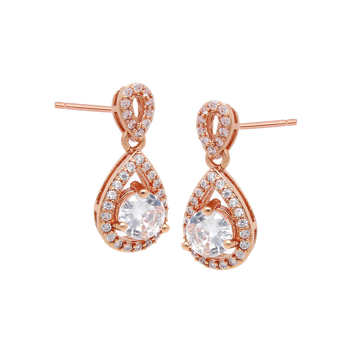Rose Gold Plated Teardrop Crystal Earrings