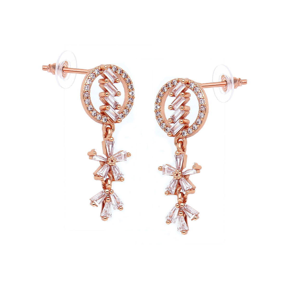 Rose Gold Plated Floral Drop Earrings