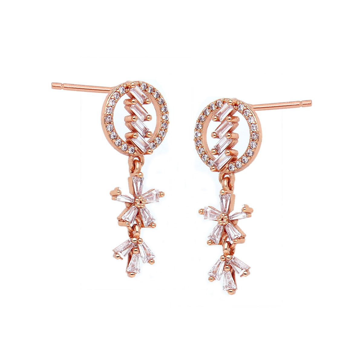 Rose Gold Plated Floral Drop Earrings