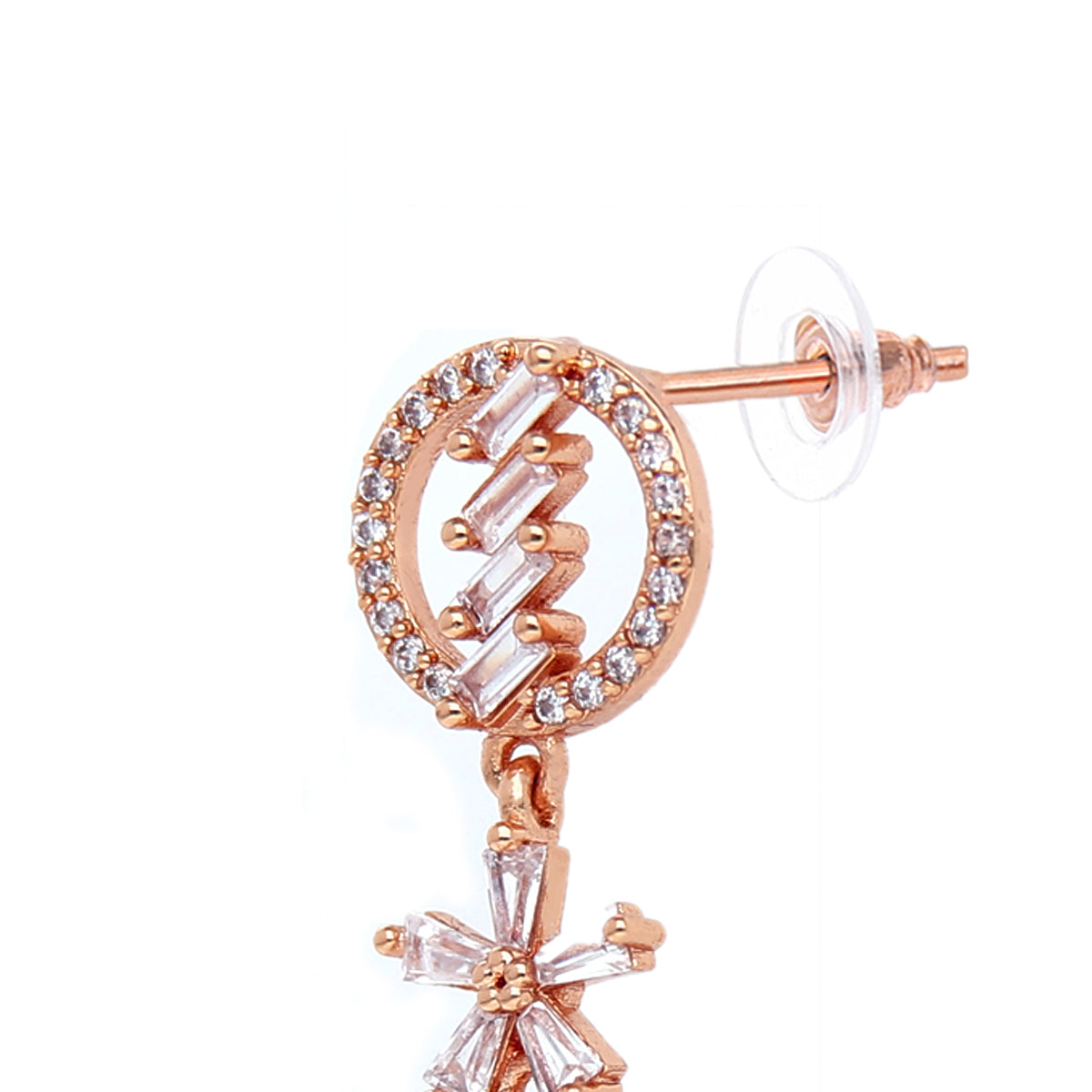 Rose Gold Plated Floral Drop Earrings