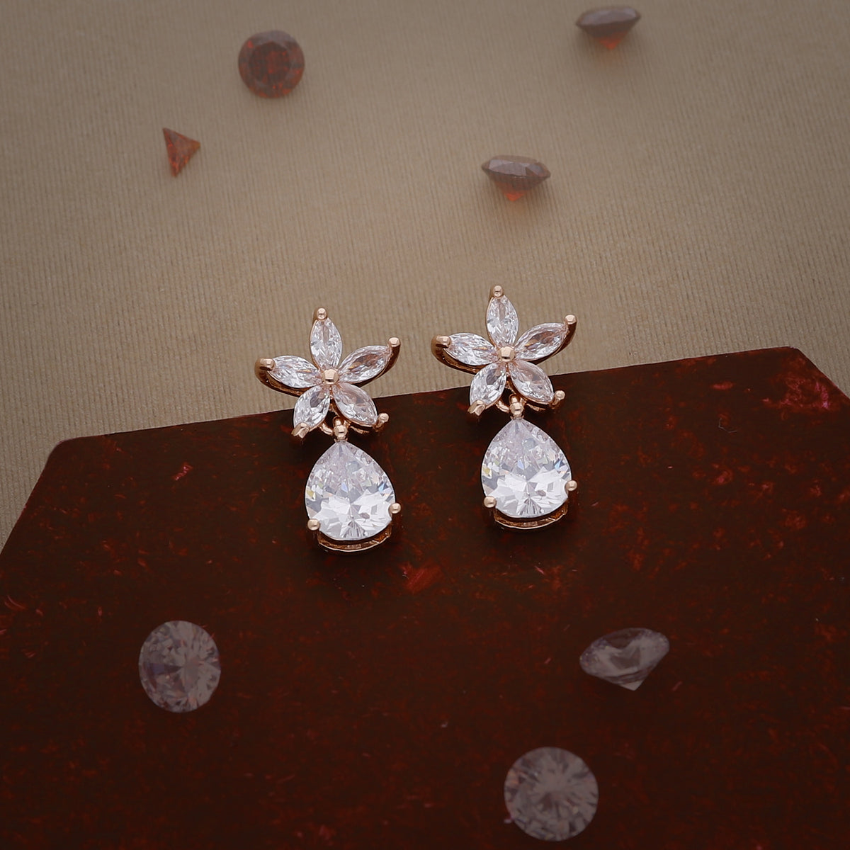 Crystal Leaf Drop Earring