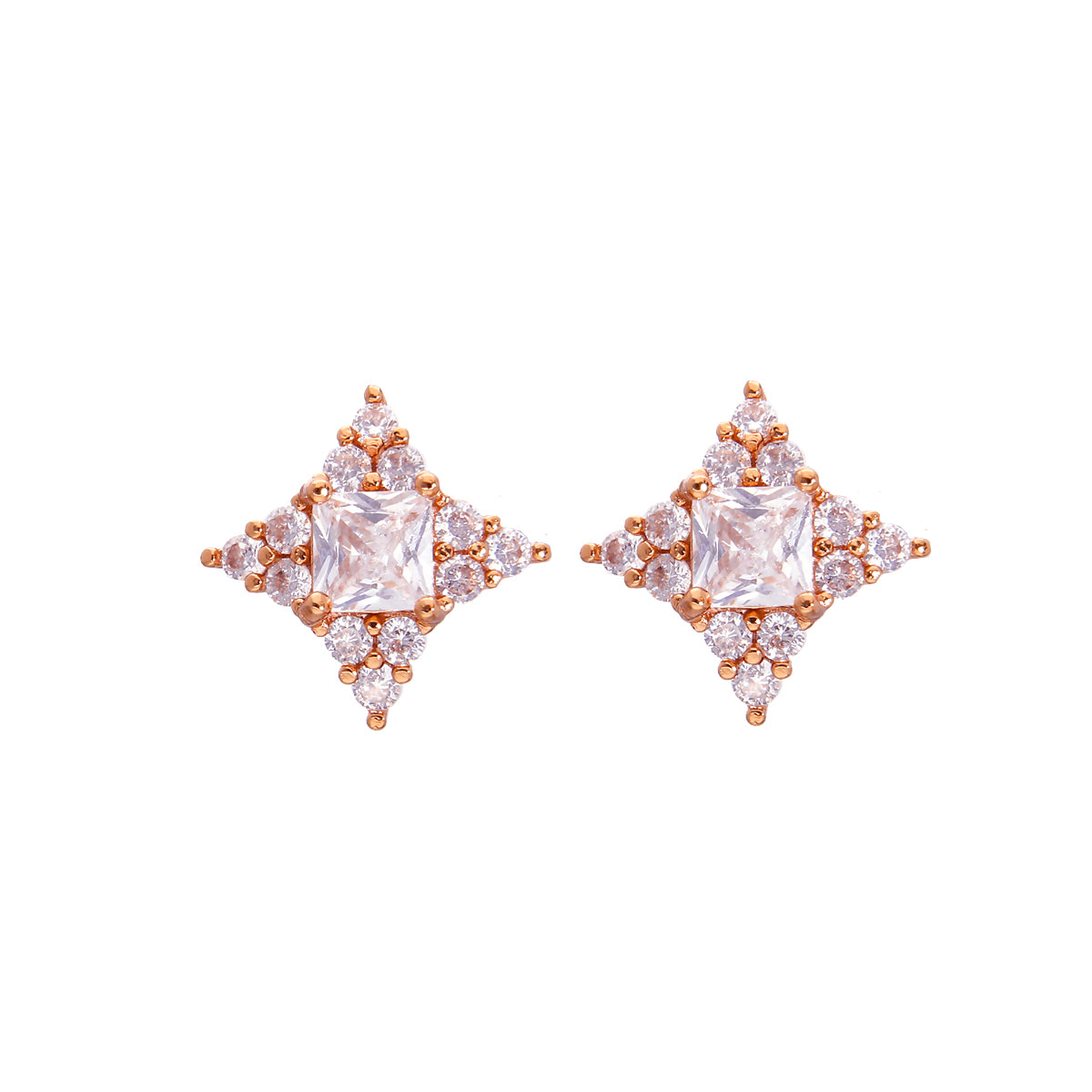 Rose Gold Plated Dainty Statement Stud Earrings