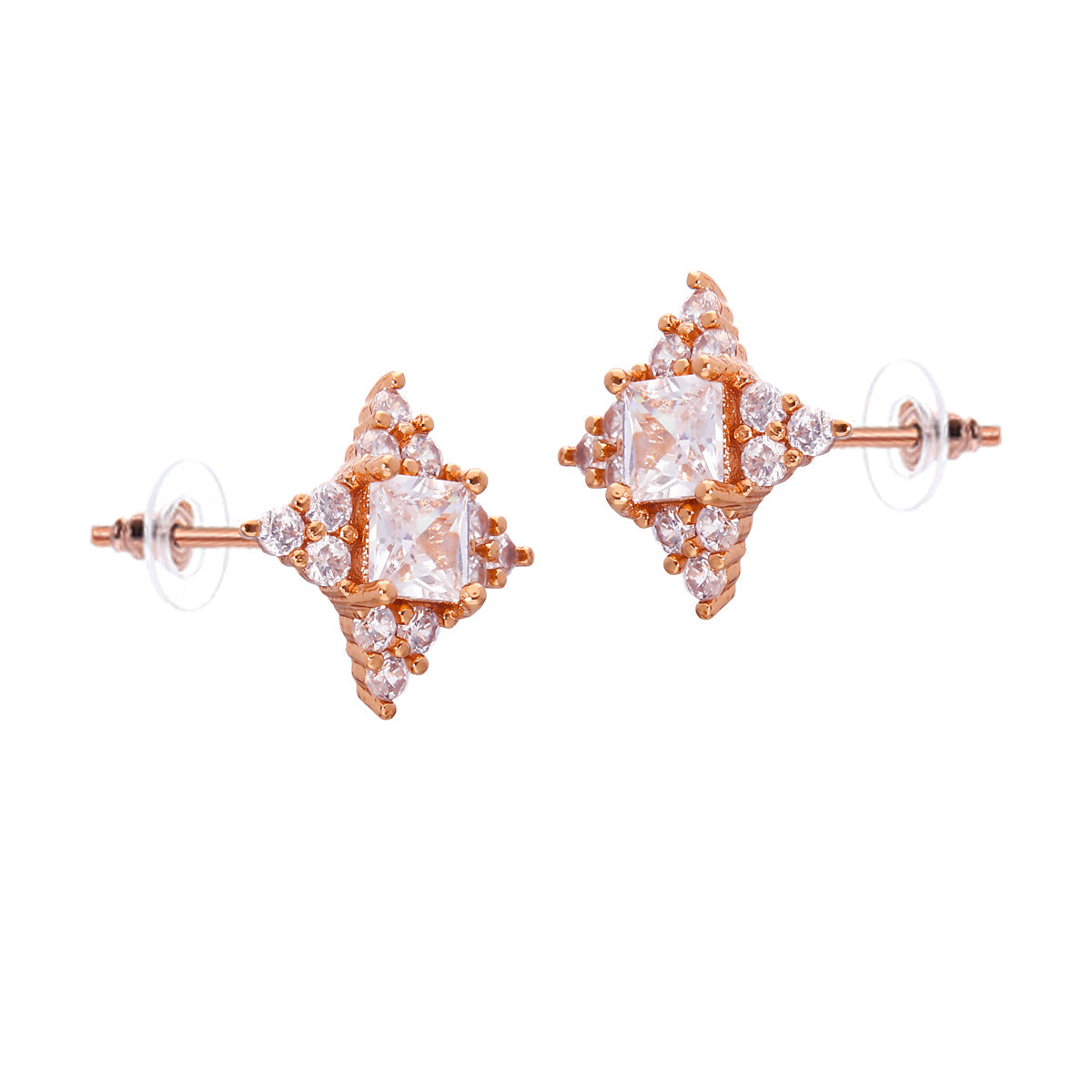 Rose Gold Plated Dainty Statement Stud Earrings