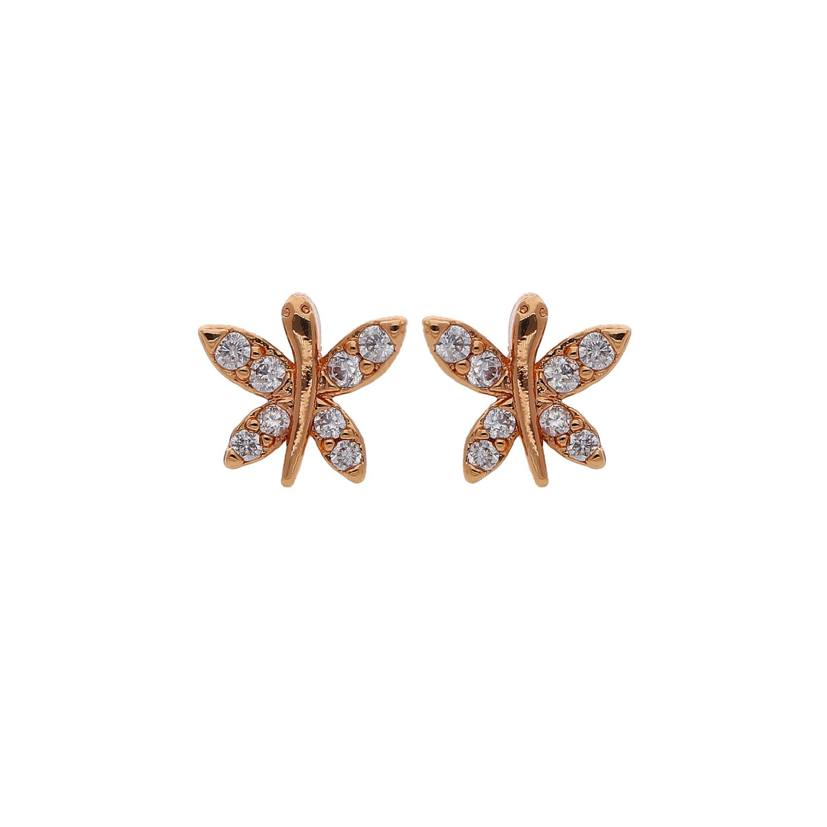 Rose Gold Plated Butterfly Stud Earrings