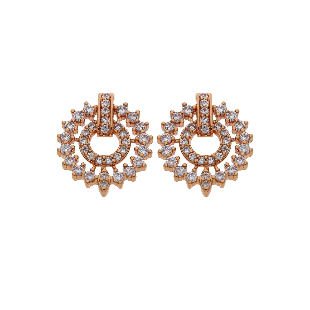 Rose Gold Plated Crystal Fan Earrings