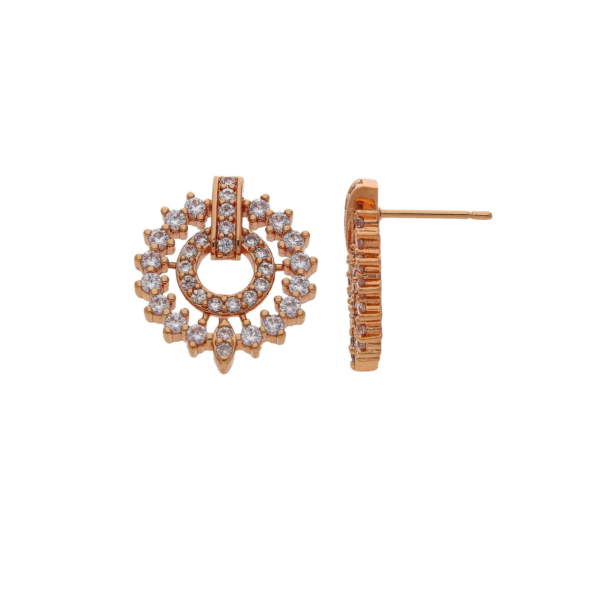 Rose Gold Plated Crystal Fan Earrings