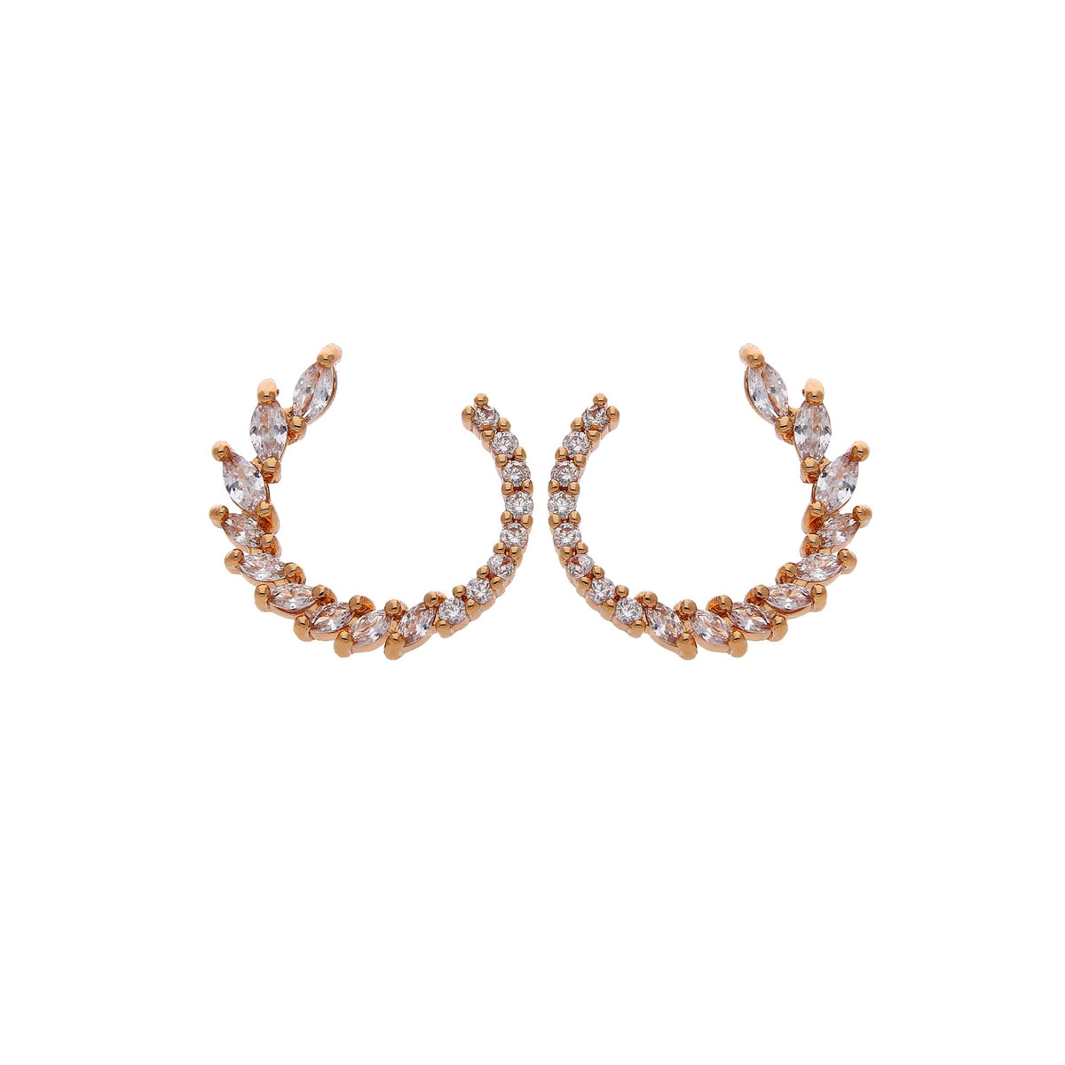 Rose Gold Plated Crystal C Hoop Earrings