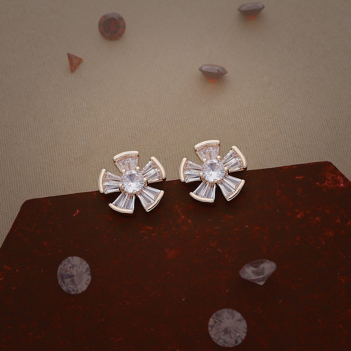 Rose Gold Flower Stud Earring