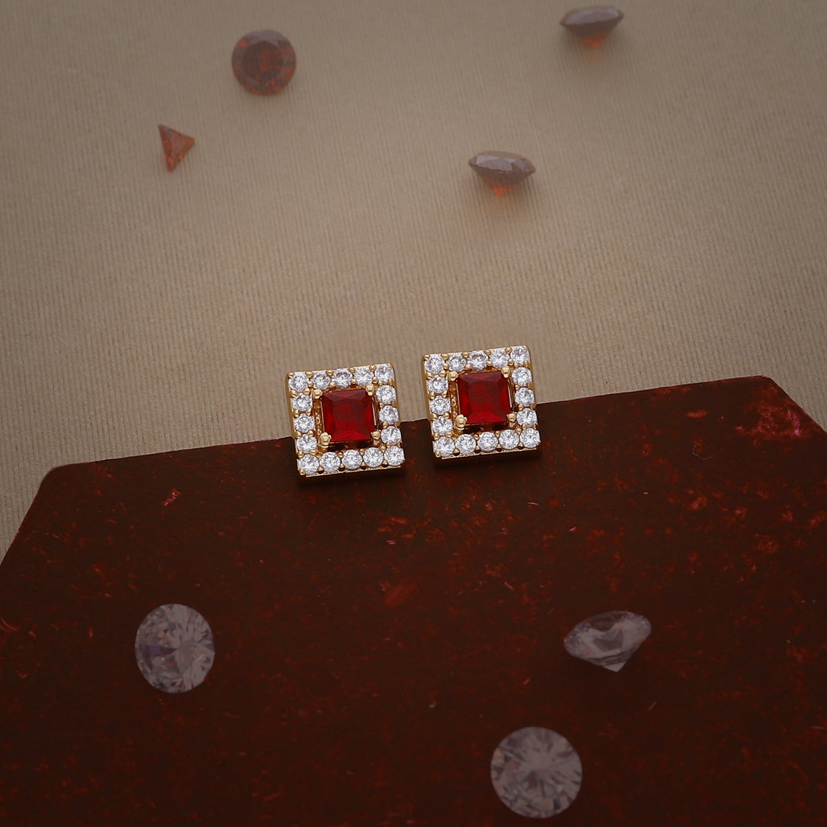 Square Stone Stud Earring