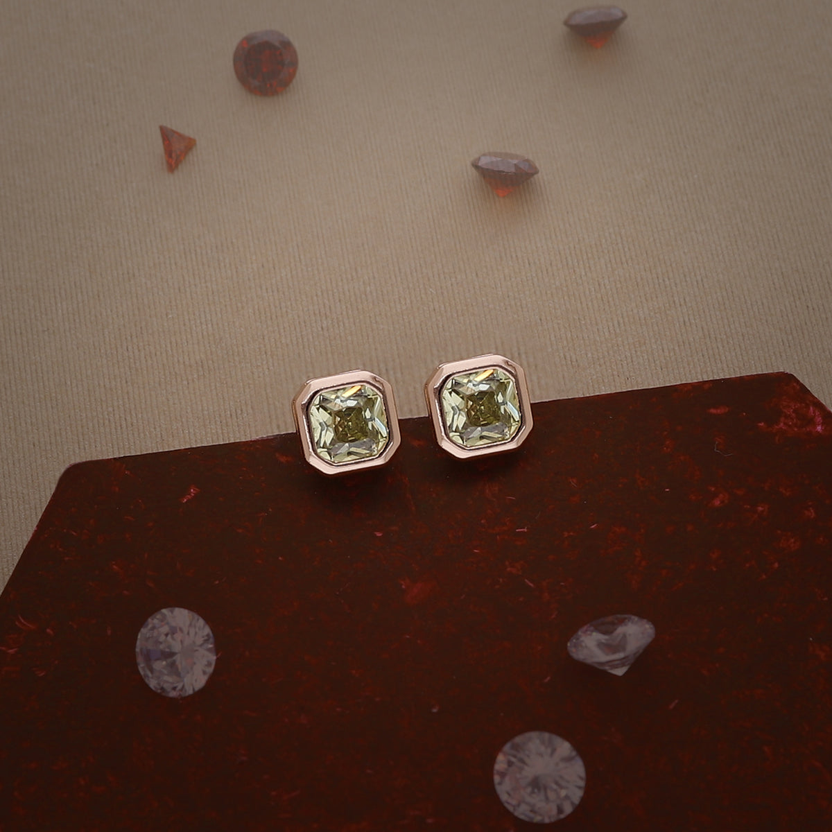 Gold Square Stud Earring
