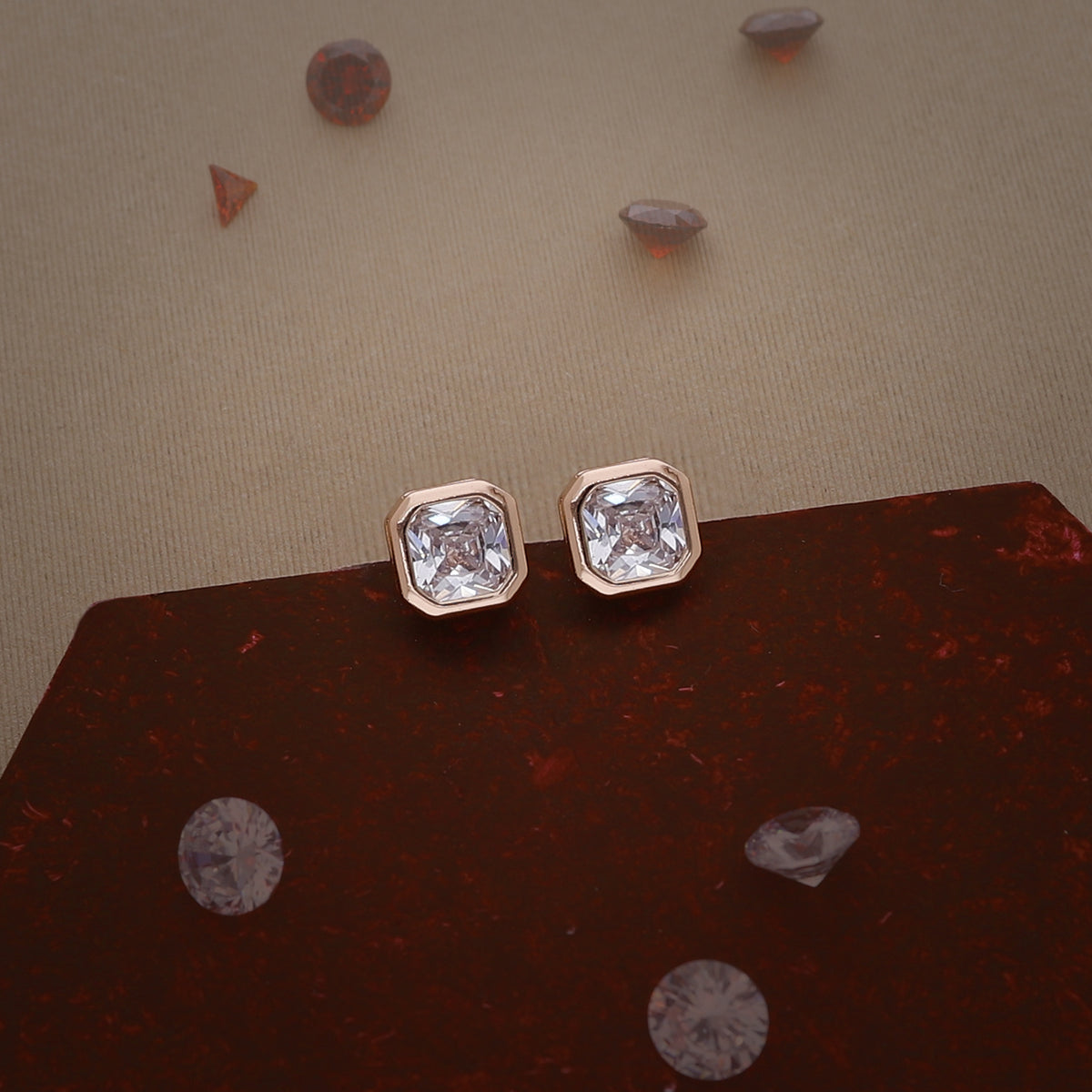 Silver Square Stud Earring