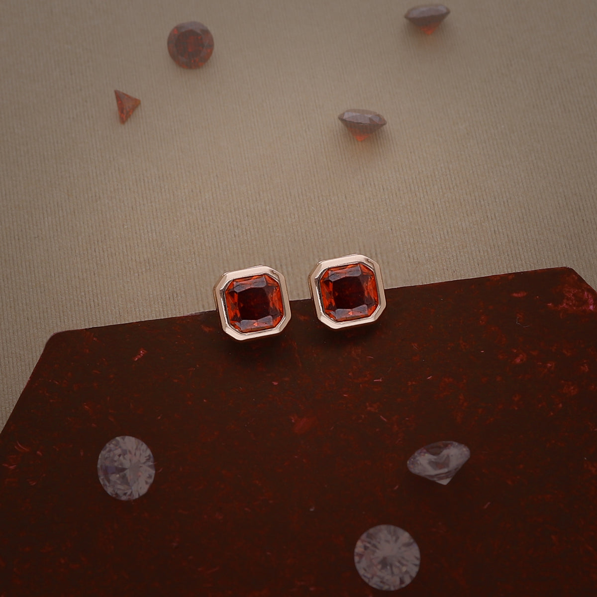 Red Stone Stud Earring