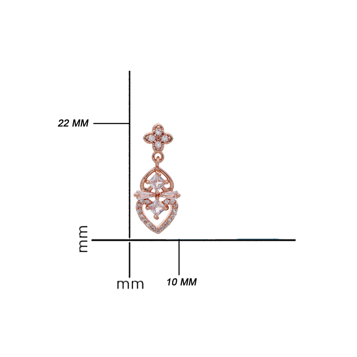 Rose Gold Plated Designer Cubic Zirconia Drop Earrings