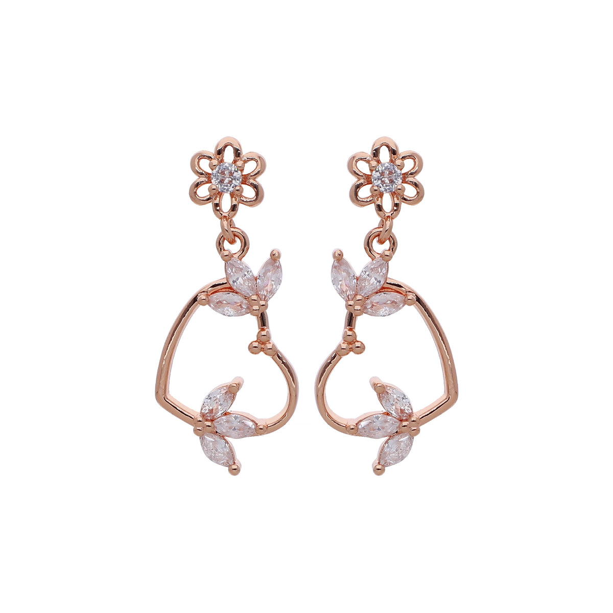 Rose Gold Plated Dainty Designer Drop Earrings