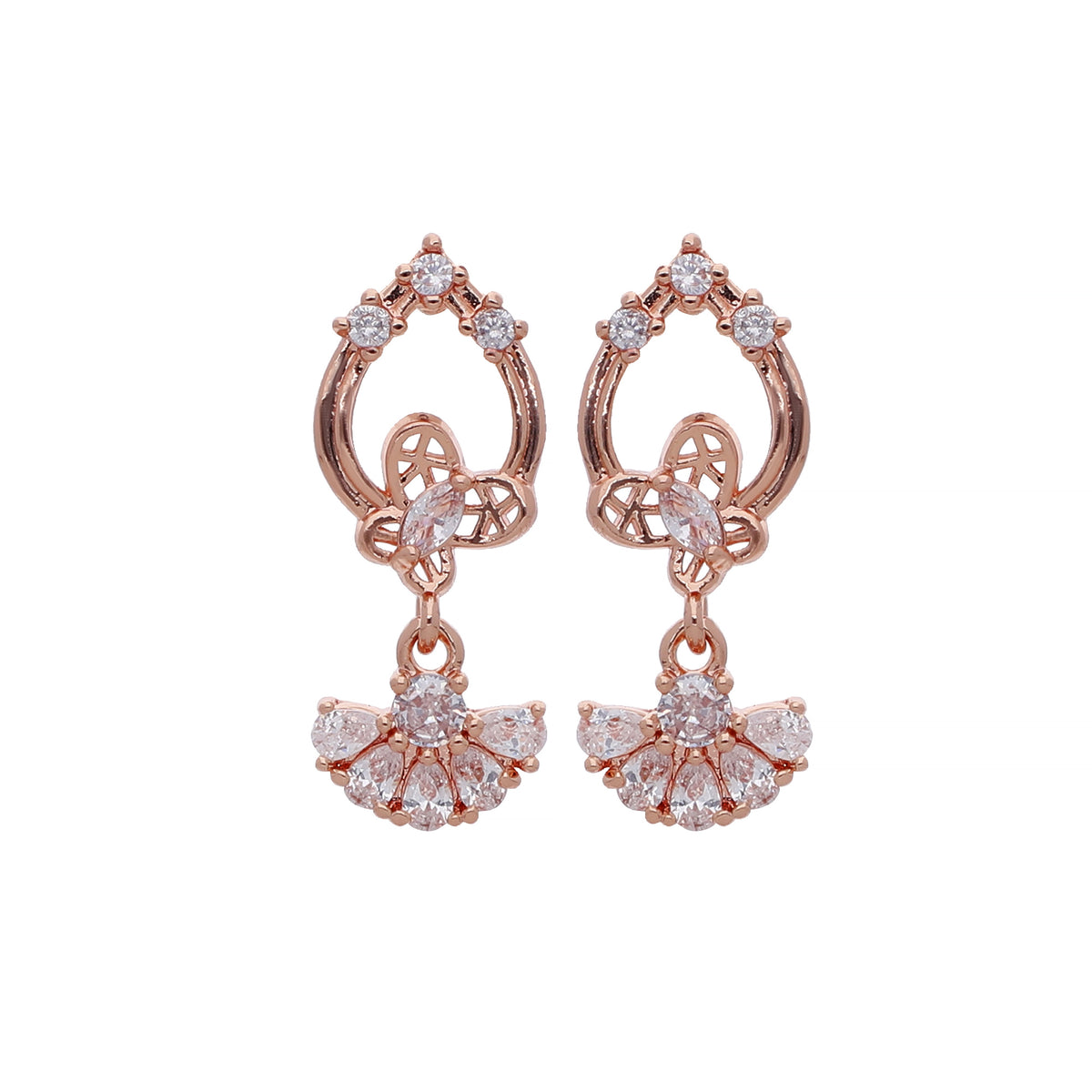 Rose Gold Plated Pretty Designer Drop Earrings