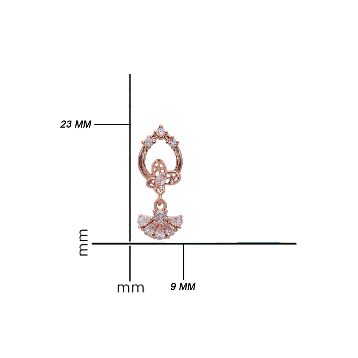 Rose Gold Plated Pretty Designer Drop Earrings