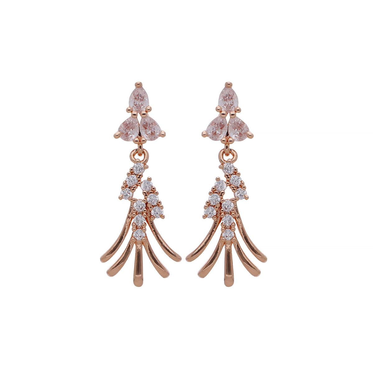 Rose Gold Plated Chic Designer Drop Earrings