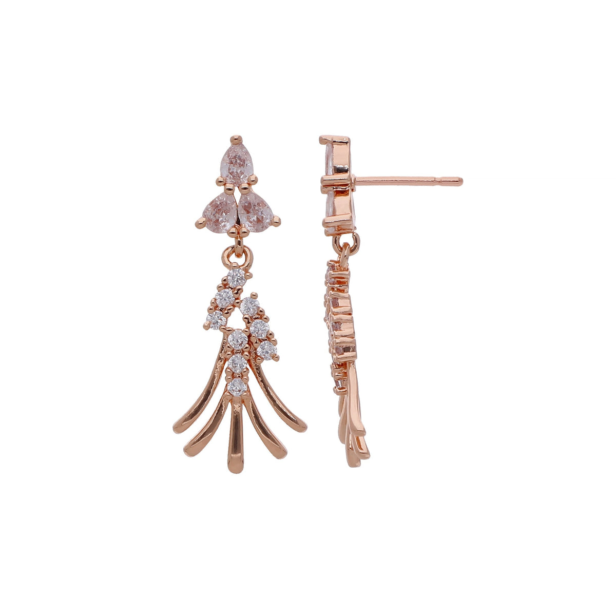 Rose Gold Plated Chic Designer Drop Earrings