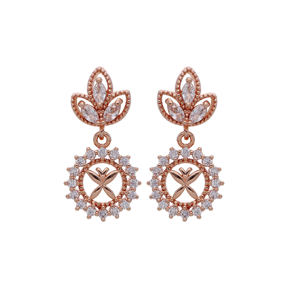 Rose Gold Plated Delicate Designer Drop Earrings