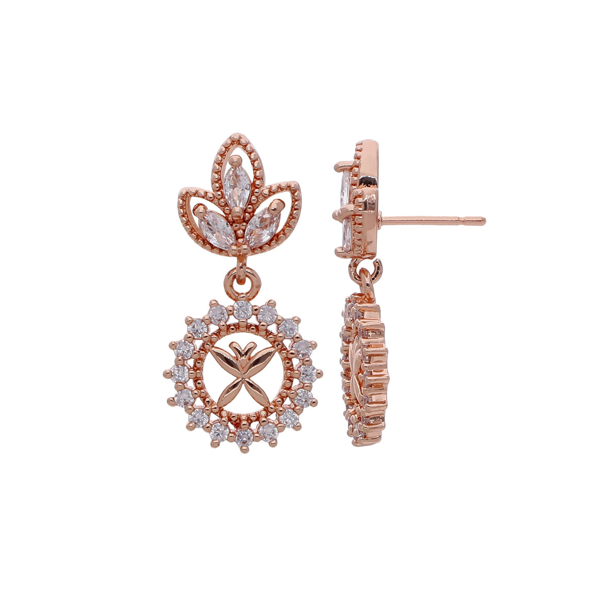Rose Gold Plated Delicate Designer Drop Earrings