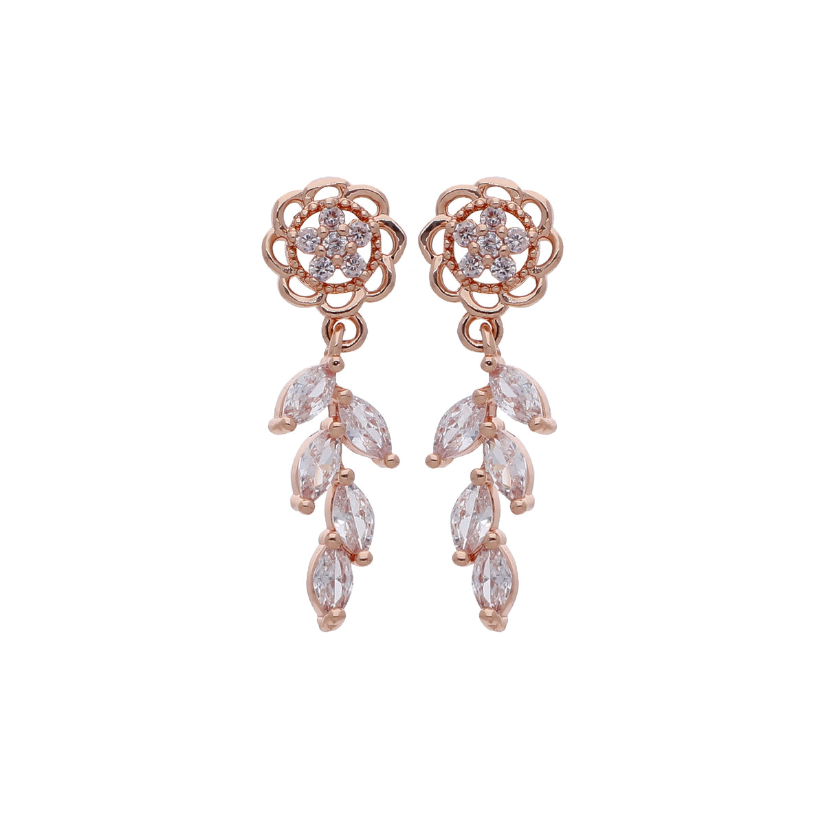 Rose Gold Plated Statement Designer Drop Earrings