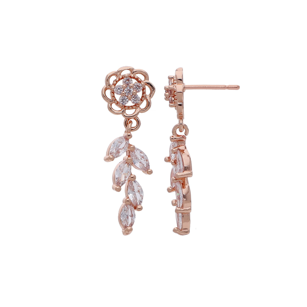Rose Gold Plated Statement Designer Drop Earrings