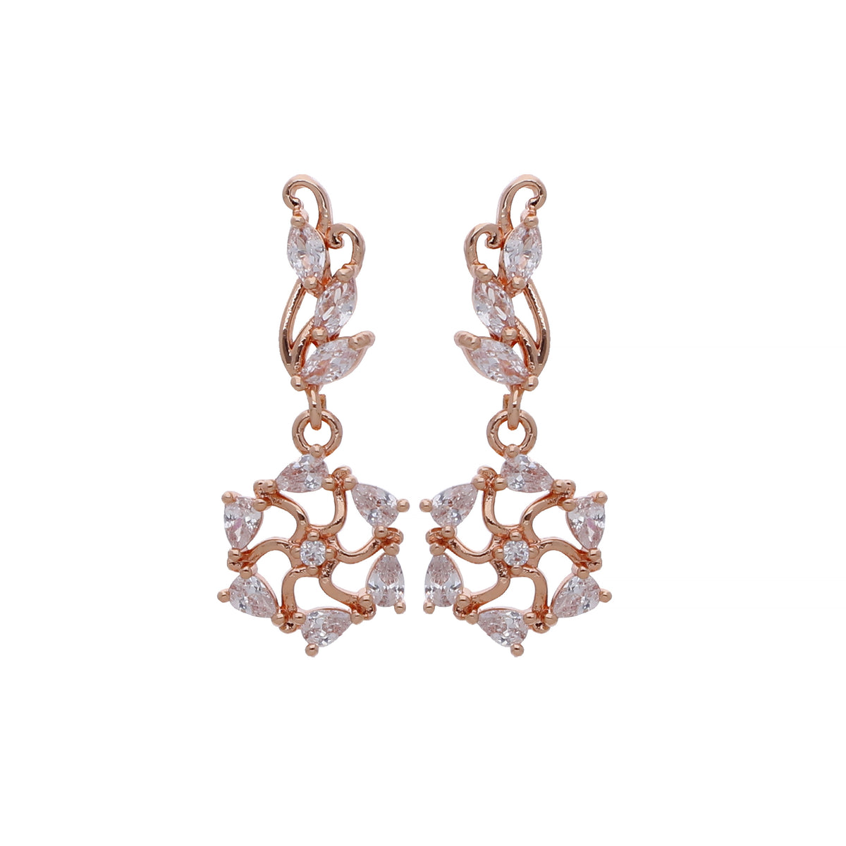 Rose Gold Plated Modern Designer Drop Earrings