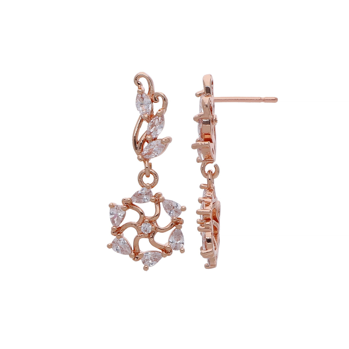 Rose Gold Plated Modern Designer Drop Earrings