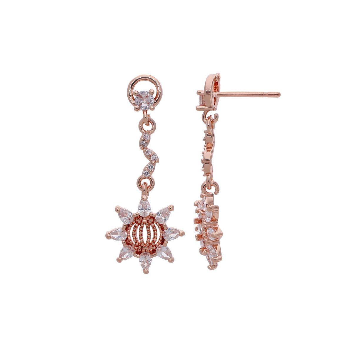 Rose Gold Plated Delicate Drop Earrings