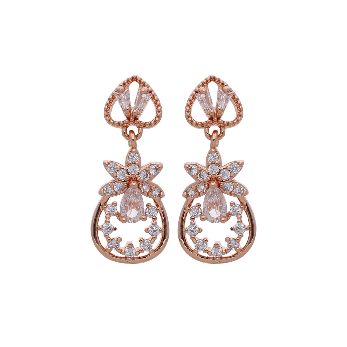 Rose Gold Plated Festive Designer Drop Earrings