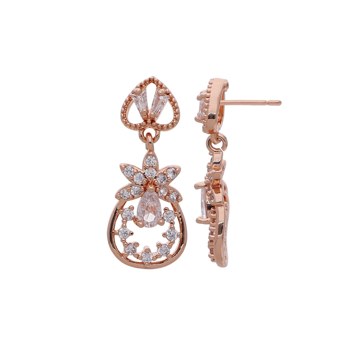Rose Gold Plated Festive Designer Drop Earrings