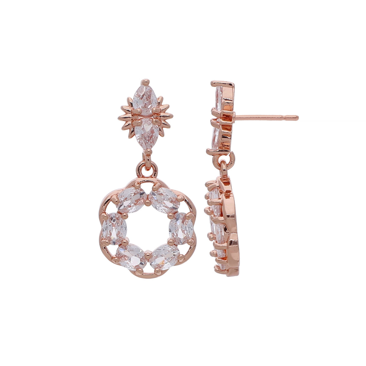 Rose Gold Plated Statement Drop Earrings