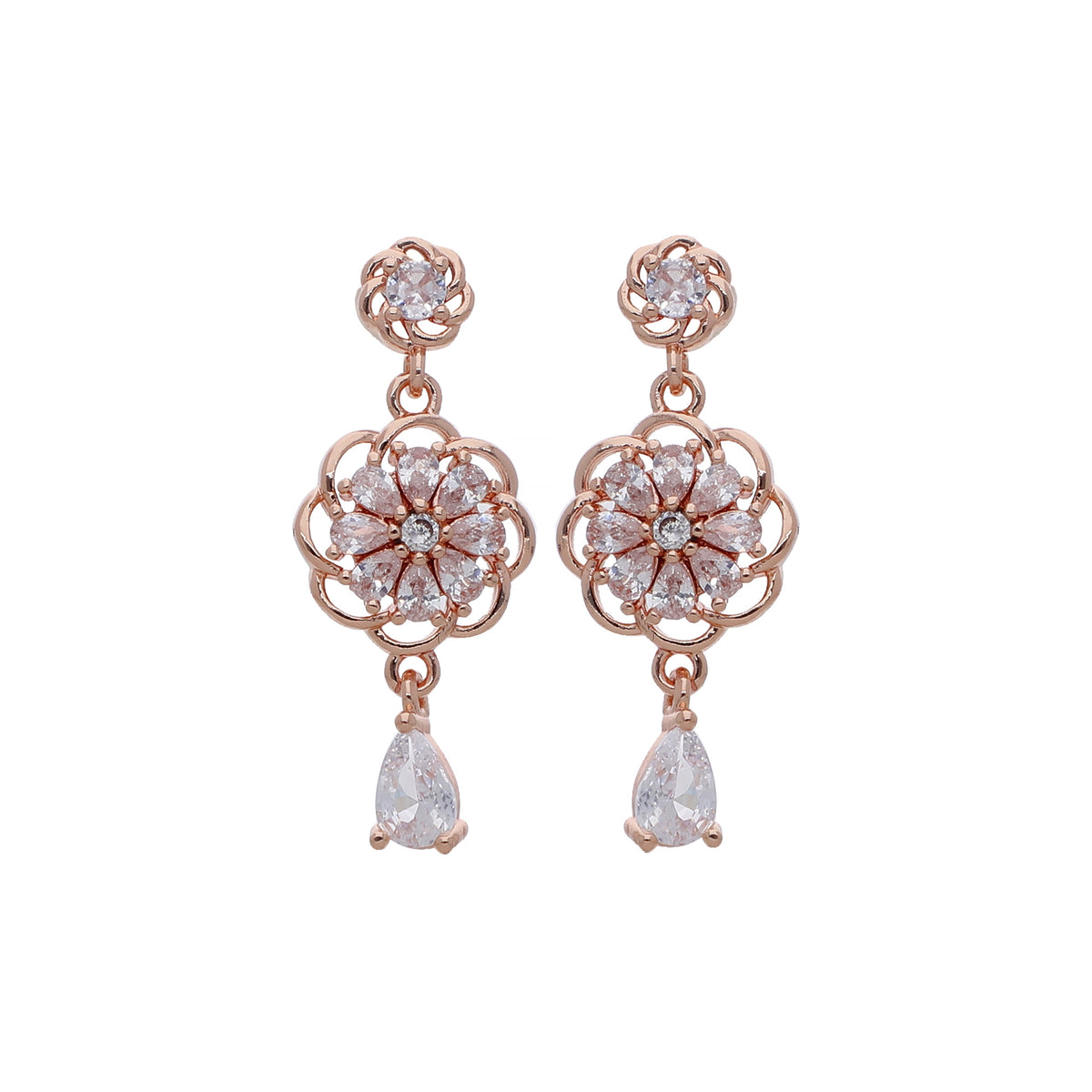 Rose Gold Plated Classic Designer Drop Earrings