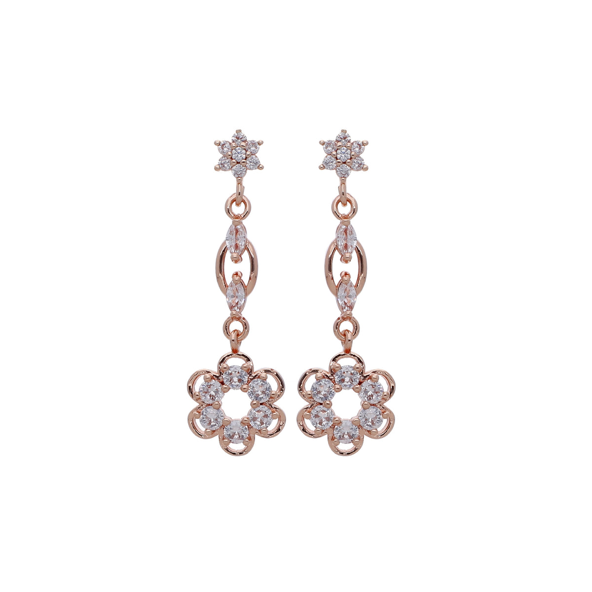 Rose Gold Plated Modern Drop Earrings