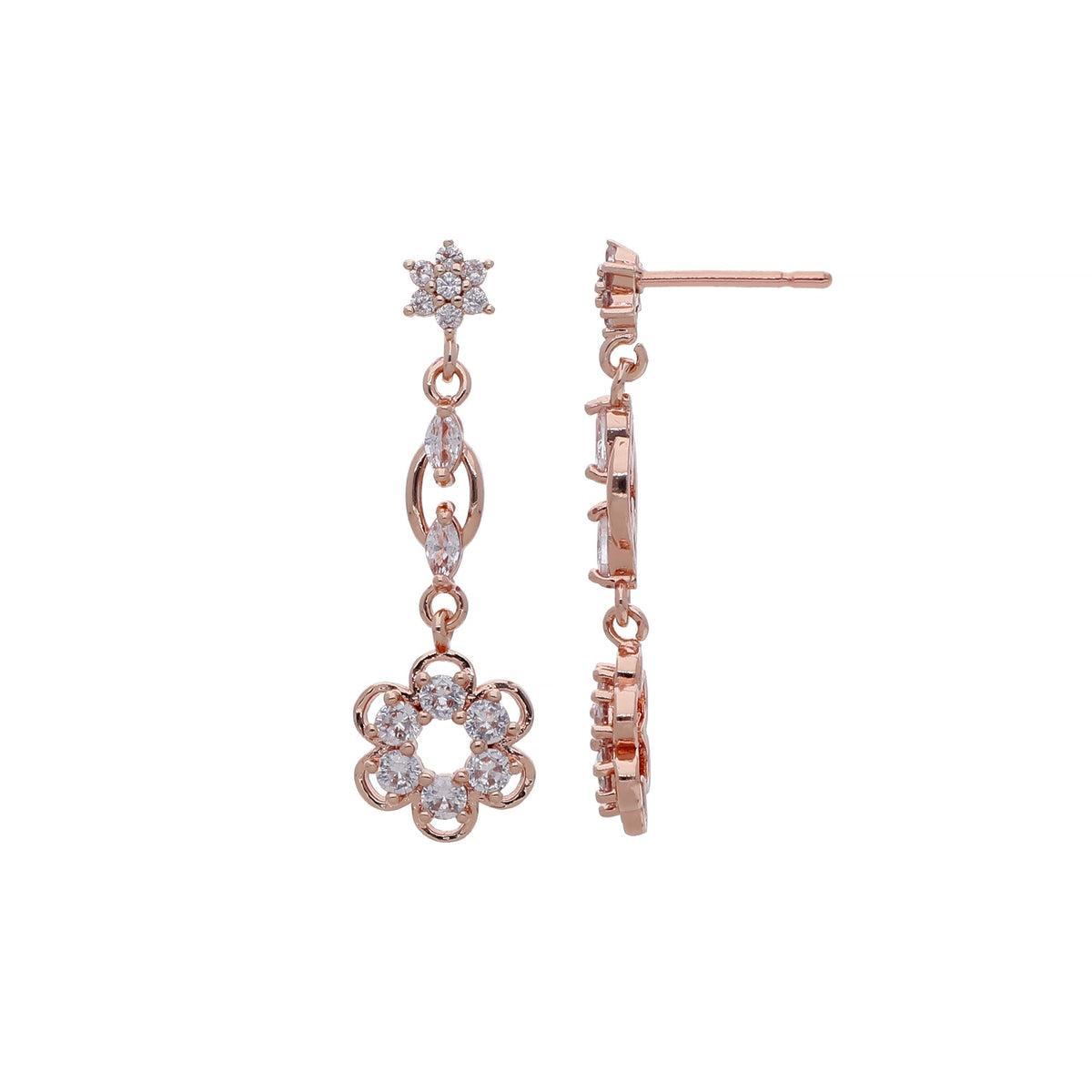 Rose Gold Plated Modern Drop Earrings