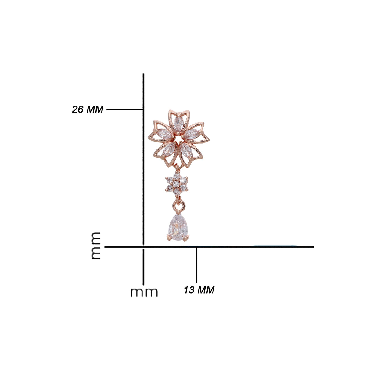 Rose Gold Plated Dainty Designer Drop Earrings