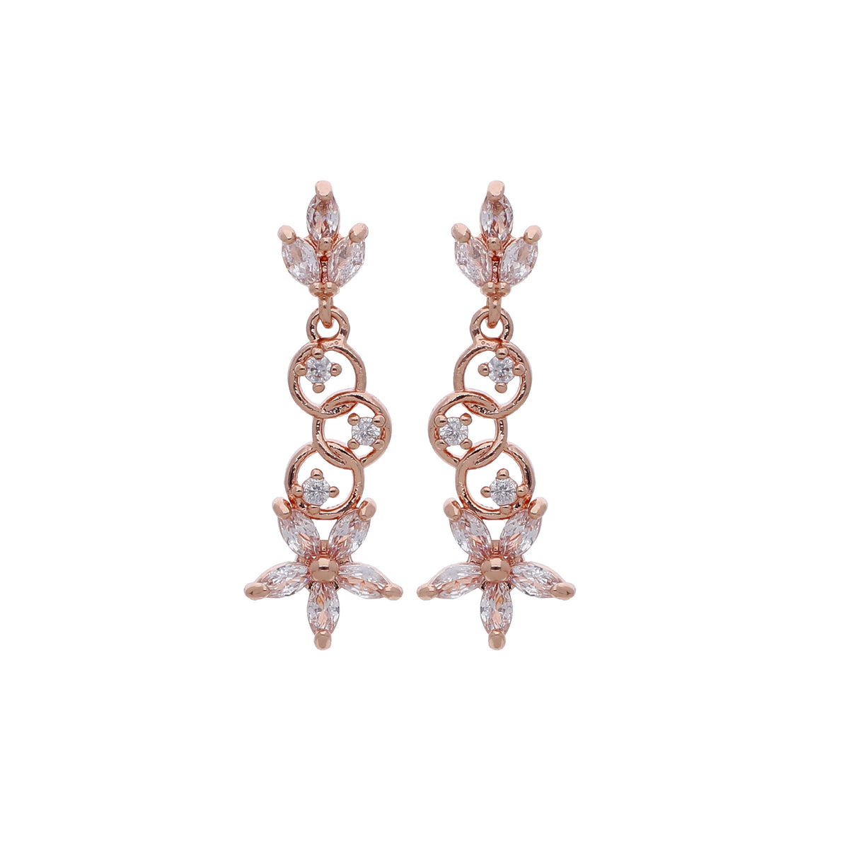 Rose Gold Plated Pretty Designer Drop Earrings